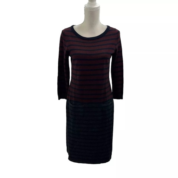 Talbots Striped Sweater Dress Women’s Small Long Sleeve Pockets Soft Wool Blend - Picture 4 of 10
